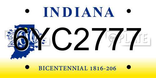 6YC2777 Indiana License Plate