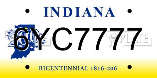 6YC7777 Indiana License Plate