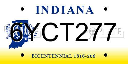 6YCT277 Indiana License Plate
