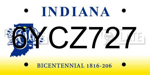 6YCZ727 Indiana License Plate