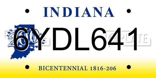 6YDL641 Indiana License Plate