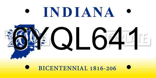 6YQL641 Indiana License Plate