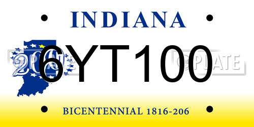 6YT100 Indiana License Plate