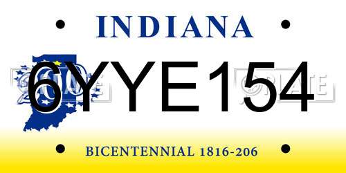 6YYE154 Indiana License Plate