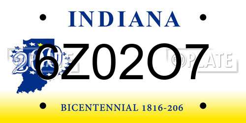 6Z02O7 Indiana License Plate