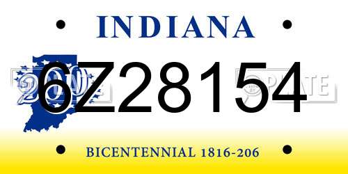 6Z28154 Indiana License Plate
