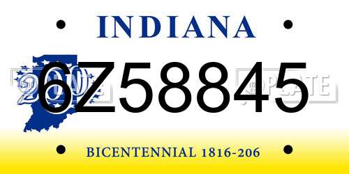 6Z58845 Indiana License Plate