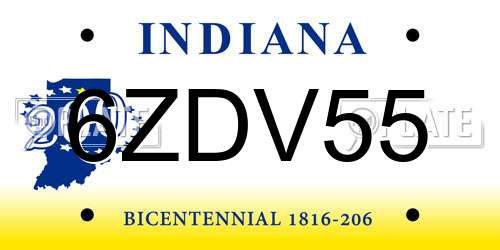 6ZDV55 Indiana License Plate