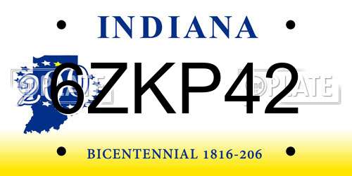 6ZKP42 Indiana License Plate