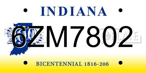 6ZM7802 Indiana License Plate