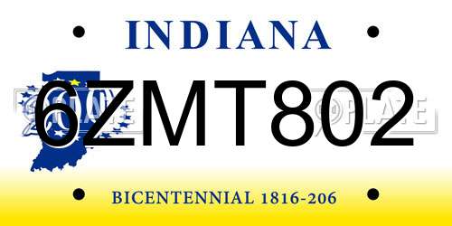 6ZMT802 Indiana License Plate