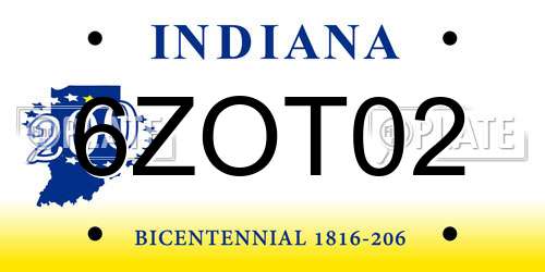 6ZOT02 Indiana License Plate