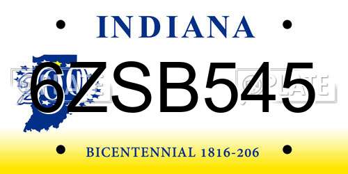 6ZSB545 Indiana License Plate