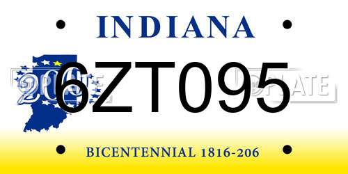 6ZT095 Indiana License Plate