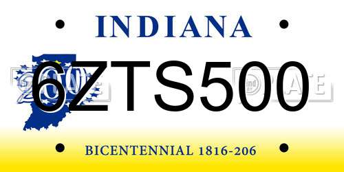 6ZTS500 Indiana License Plate