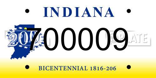 700009 Indiana License Plate