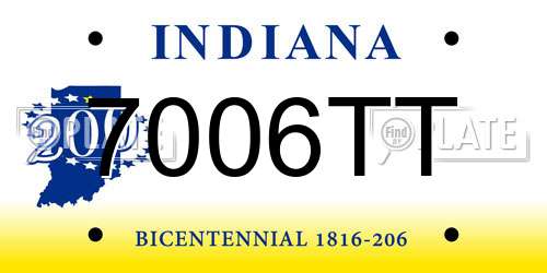 7006TT Indiana License Plate