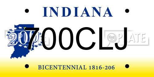 700CLJ Indiana License Plate