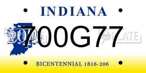 700G77 Indiana License Plate