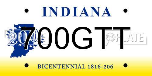 700GTT Indiana License Plate
