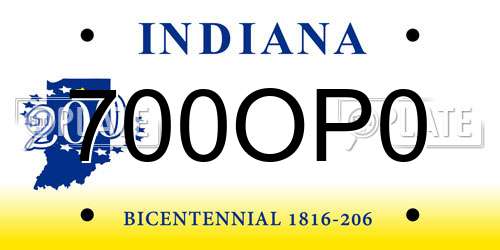 700OP0 Indiana License Plate
