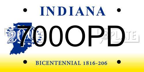 700OPD Indiana License Plate