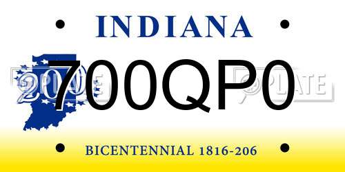 700QP0 Indiana License Plate
