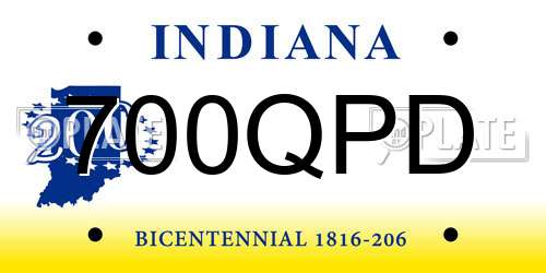 700QPD Indiana License Plate