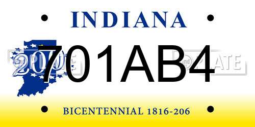 701AB4 Indiana License Plate