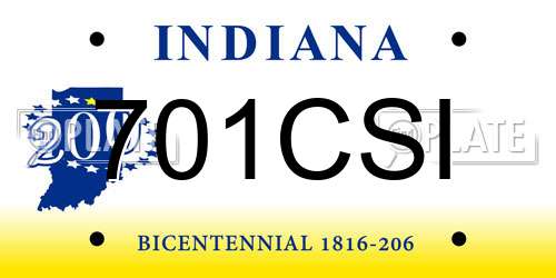 701CSI Indiana License Plate