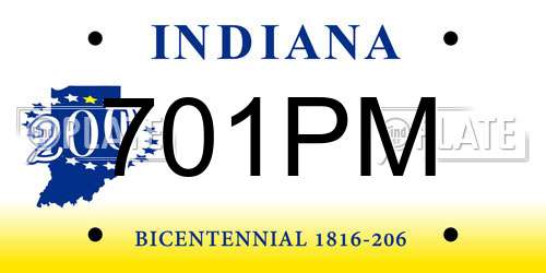 701PM Indiana License Plate