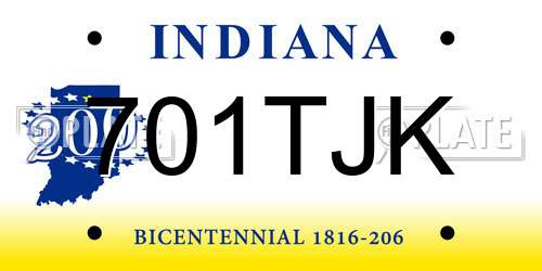 701TJK Indiana License Plate
