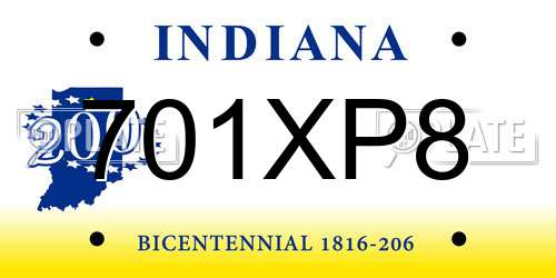 701XP8 Indiana License Plate