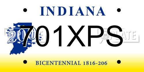 701XPS Indiana License Plate