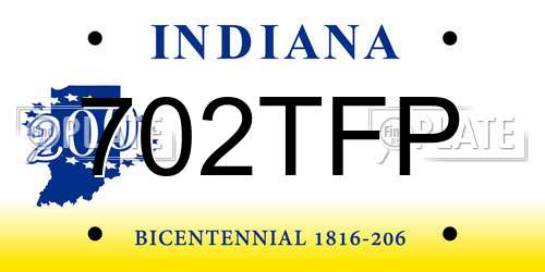 702TFP Indiana License Plate