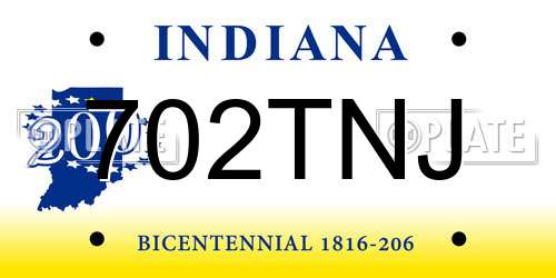702TNJ Indiana License Plate