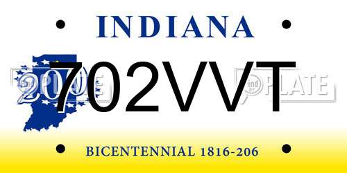 702VVT Indiana License Plate