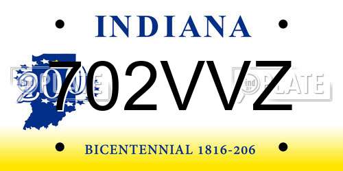 702VVZ Indiana License Plate