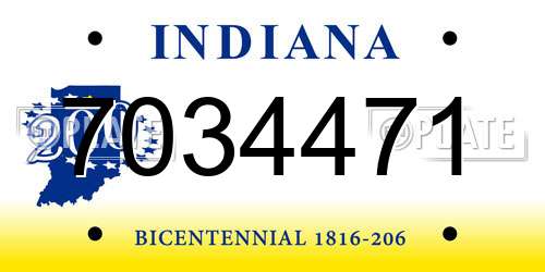 7034471 Indiana License Plate