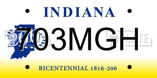 703MGH Indiana License Plate