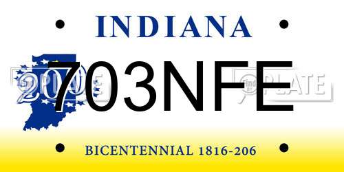 703NFE Indiana License Plate