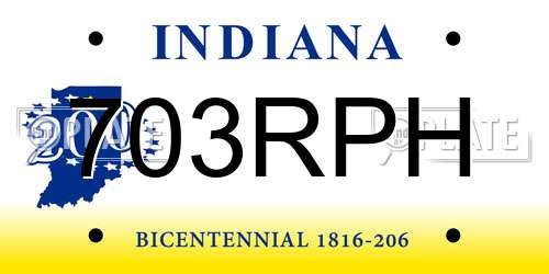 703RPH Indiana License Plate