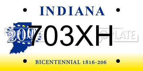703XH Indiana License Plate