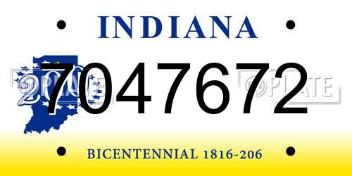 7047672 Indiana License Plate