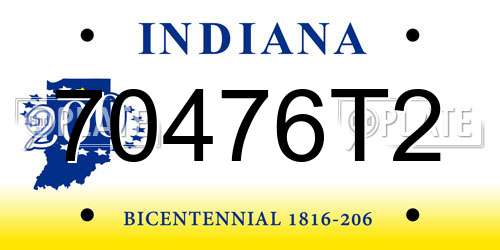 70476T2 Indiana License Plate