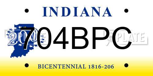 704BPC Indiana License Plate