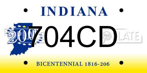 704CD Indiana License Plate