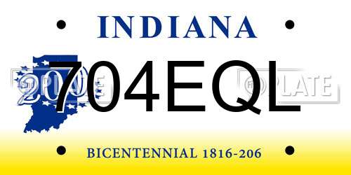 704EQL Indiana License Plate