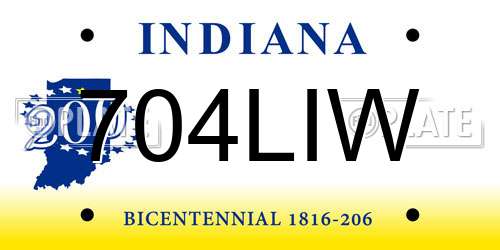 704LIW Indiana License Plate