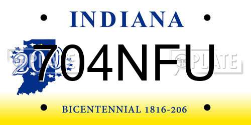 704NFU Indiana License Plate